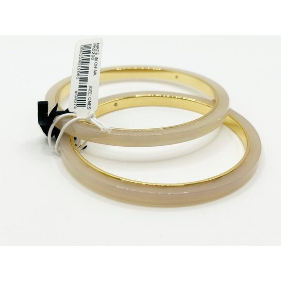 J. Crew Thin Resin Bangle Set of 2 in Cream / Gold Tone - NWT - Picture 3 of 5